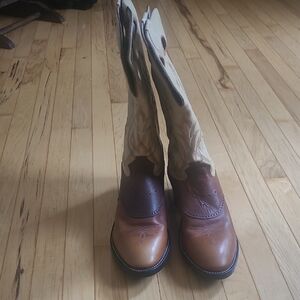 Size 13 - Tony Lama Buckaroo Brown and Cream Cowboy Boots